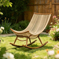 Outdoor Rattan Rocking Chair for Adults with Optional Ottoman and Cushions