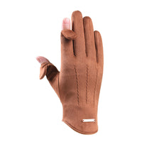 Unisex Winter Warm Cycling Gloves with Windproof and Non-Slip Design, Convertible Fingerless Suede