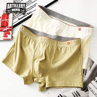 Men's Solid Color Cotton Boxer Briefs Mid-Waist Breathable Underwear