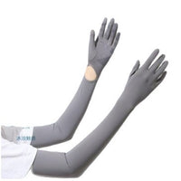 Ice Silk UV Protection Arm Sleeves with Fingerless Touchscreen Gloves for Women
