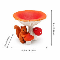 Resin Squirrel and Mushroom Bird Feeder Outdoor Garden Animal Statue