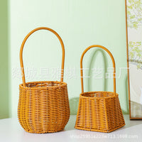 Handwoven Rattan-Style Storage Basket for Home Decor and Gardening