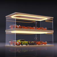 1:64 Scale Diecast Car Model Display Case with LED Lights, Dustproof Acrylic Storage Box for Toy Cars