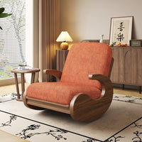 Chinese Style Solid Wood Rocking Chair Single Lounge Sofa for Balcony Garden