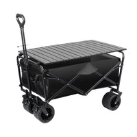 Foldable Outdoor Camping Cart with Liftable Table, Portable Picnic & Camp Wagon