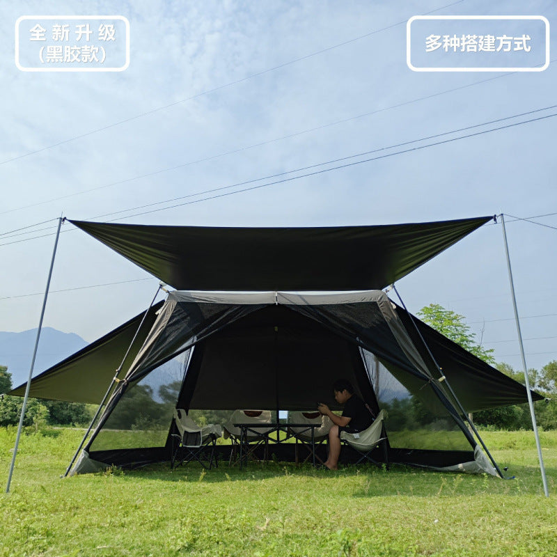 Automatic Aluminum Pole Outdoor Camping Tent Sunshade with Rainproof Silver Coating