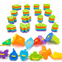 Kids Geometric Button Lacing & Beading Toy Set for Fine Motor Skills Development