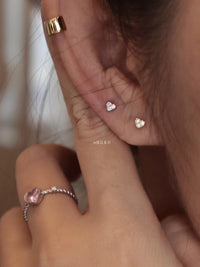 Mini Screw-Back Heart Stud Earrings for Sensitive Ears, Hypoallergenic Cartilage Piercing Jewelry