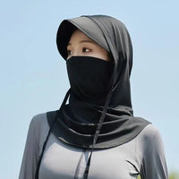 Women's Summer Ice Silk Full Face Sun Protection Hood with Neck Flap for Cycling and Driving