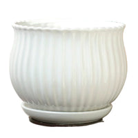 Large Ceramic Planter Pot with Tray for Orchids & Succulents, White Terracotta