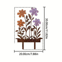 Vintage Rusty Metal Flower Garden Stake Decor for Outdoor Yard and Patio