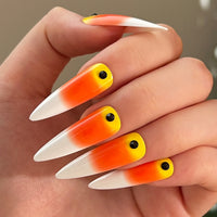 Halloween Stiletto Press-On Nails with Spooky Designs