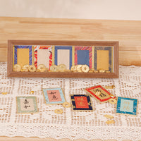 Mini Song Brocade Hard Card Calligraphy Photo Frame with Xuan Paper for Desktop Decor