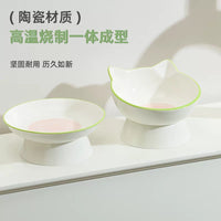 Ceramic Tilted Cat Bowl Set for Food and Water - Anti-Vomit & Anti-Black Chin Design