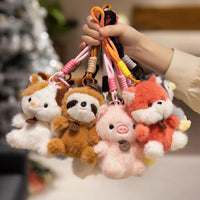 Cute Animal Plush Keychain Pendant for Bags and Keys - Panda, Elephant, Rabbit, Capybara, Raccoon