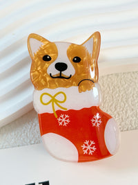 Christmas Reindeer Snowman Sleigh Dog Hair Claw Clip for Back of Head