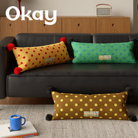 Vintage Polka Dot Lumbar Pillow Cover / Pillow with Insert for Sofa & Car