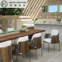 Outdoor Wicker Dining Table and Chair Set for Patio Garden Cafe