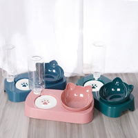 Automatic Water Dispenser Pet Bowl with Elevated Stand for Cats and Small Dogs, Double Bowl Design for Food and Water