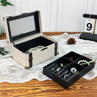 Vintage Multi-Layer Jewelry Box with Mirror and Multiple Compartments