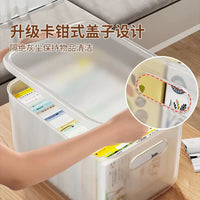 Desktop Storage Box with Lid, Transparent Plastic Snack Toy Organizer, Rectangular Storage Basket for Home