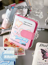 PU Leather Card Holder Album with Magnetic Closure for Small Cards, Dustproof, Cute Cartoon Design