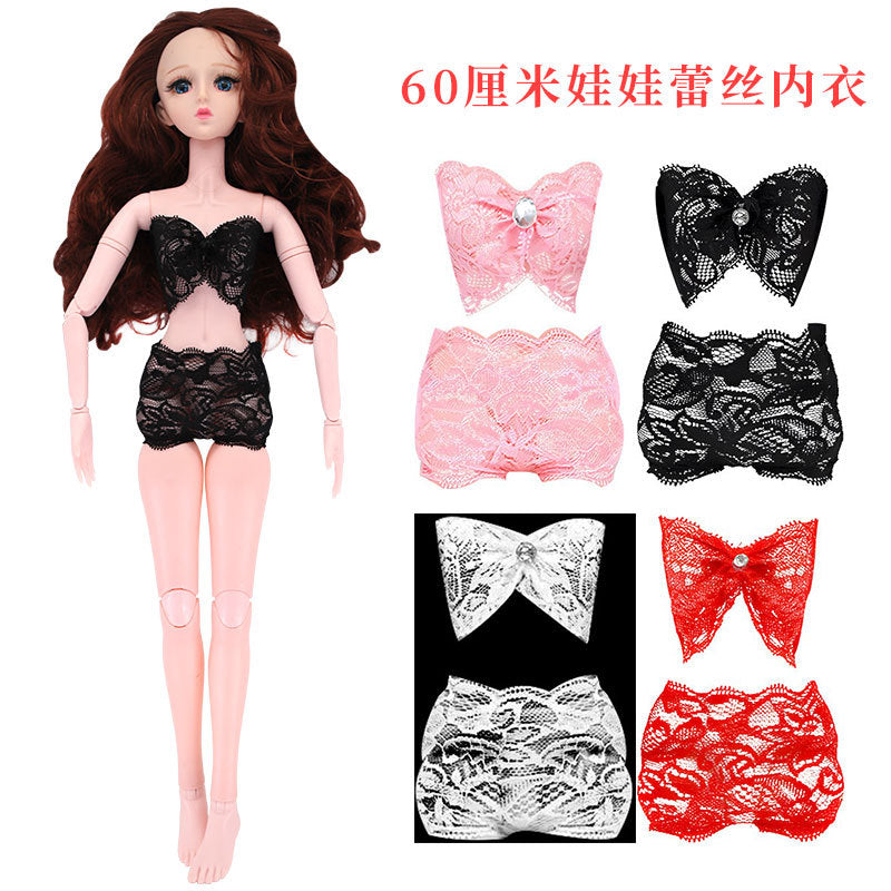 60cm Doll Lingerie Set with Lace Robe and Underwear for 1/3 BJD Dolls