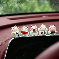Lucky Fortune Cat Car Dashboard Ornament Set