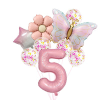 32-inch Matte Butterfly Number Foil Balloon Set for Birthday Party Decoration
