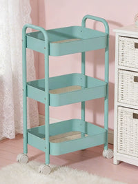 3-Tier Rolling Utility Cart with Hooks and Wheels for Kitchen, Bedroom, Bathroom Storage