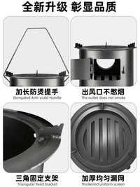 Portable Outdoor Wood Burning Stove with Detachable Chimney for Camping and Picnics