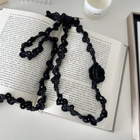Hand-Crocheted Rose Flower Knit Scarf Necklace Belt
