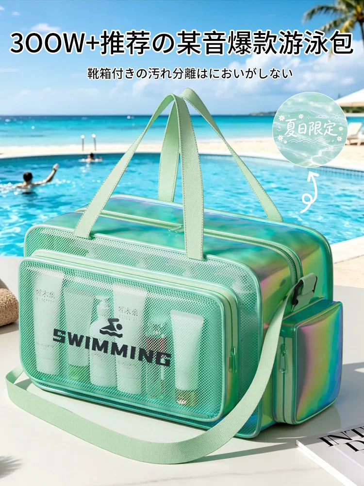 Large Capacity Wet Dry Separation Toiletry Bag with Shoe Compartment, Portable Travel Wash Bag for Swimming and Gym
