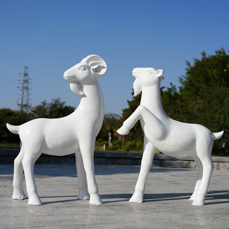 Abstract Sheep Sculpture for Outdoor Garden & Park Decor, Cartoon Bronze-Tone Animal Ornament