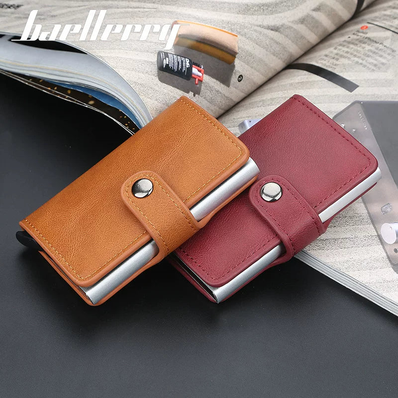 RFID Blocking Automatic Pop-up Credit Card Holder Metal Aluminum Wallet for Men