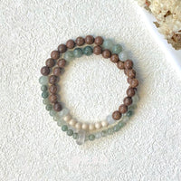 Chinese Style Green Aventurine Double-Layer Bracelet with Sandalwood Beads