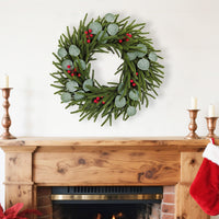 Christmas Eucalyptus Berry Wreath for Front Door Decor