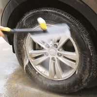 Car Wash Brush with Soap Dispenser and Long Handle, Soft Bristle Wheel and Tire Cleaning Brush