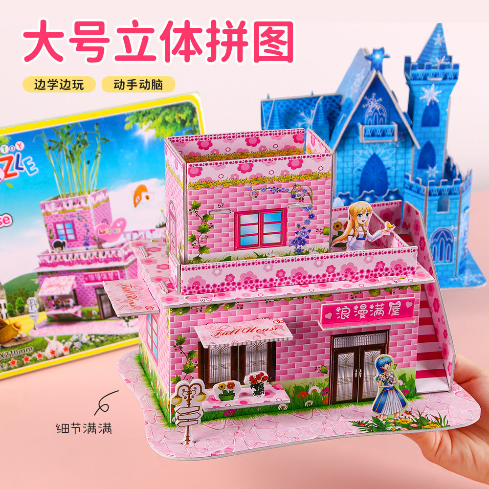 DIY 3D Puzzle Model for Kids, Paper Craft House and Airplane Jigsaw Toy for 6-10 Year Old Students