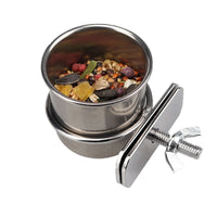 Stainless Steel Bird Feeder Cups with Holder Clip for Parrot Cages