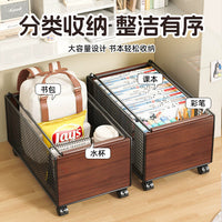 Under-Desk Rolling Storage Cart with Wheels for Books and Office Supplies