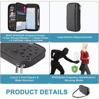 RFID Blocking Waterproof Travel Document Holder with Multiple Card Slots and Neck Strap