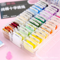 50-Color Cross Stitch Embroidery Floss Kit with Storage Box and Winding Boards