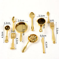 Miniature Dollhouse Kitchen Utensil Set - Spoons, Forks, Pans for DIY Dollhouse Accessories
