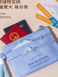 Portable Multi-layer Document Holder with Handle, Travel Passport and Card Organizer