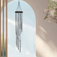 Premium Metal Wind Chime with 12 Aluminum Tubes and Solid Wood Base, Adjustable Tones for Outdoor and Indoor Decor
