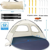 Portable Outdoor Beach Tent Sun Shelter for Camping & Parties