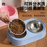 Elevated Stainless Steel Double Pet Bowl for Food and Water, Anti-Tip Design, Neck Protection for Cats and Dogs