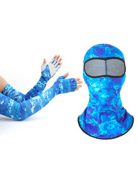 Summer Half-Finger Ice Silk Sun Protection Arm Sleeves with Breathable UV Protection Face Mask for Outdoor Sports Cycling