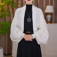 Women's Knitted Plaid Shawl Scarf, Warm Neck Protection, Versatile Outer Cardigan